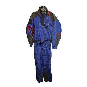 Vintage Helly Hansen Ski Suit w/Built-in Suspenders Blue/Red/Black Size Large